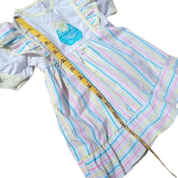 Vintage Tuff Cookies Candy Stripe Embroidered bunny rabbit dress & bloomer set - Picture 5 of 7